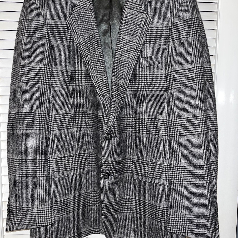 HART SCAFFNER & MARX WOOL BLAZER. VINTAGE Sz 44. Grey windowpane